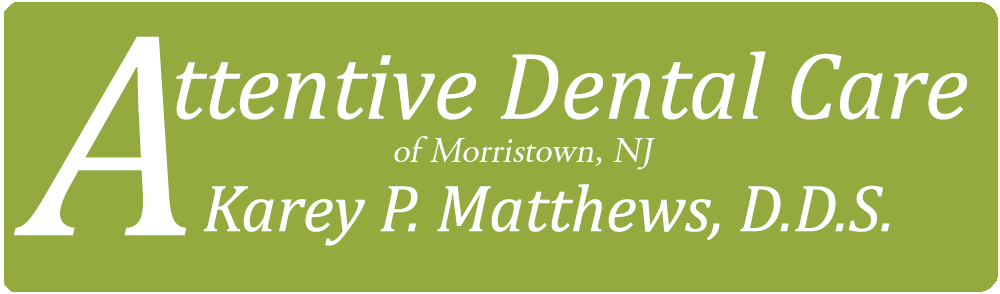 The image shows a logo with the text  Attentive Dental Care  above a stylized representation of a tooth, followed by additional text that includes a name and professional titles.